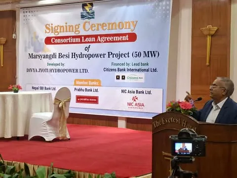 ५० मेगावाटको मर्स्याङ्दी बेसी आयोजनामा सिटिजन्स बैंकको नेतृत्वमा साढे ७ अर्ब ऋण लगानी